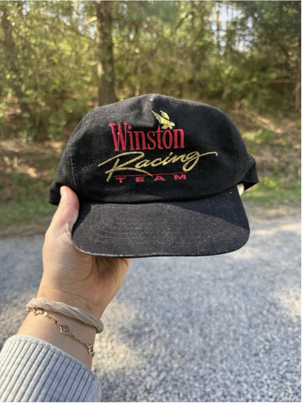 VTG 90s Winston Racing Team Logo Hat Cap Nascar Script Spell Out Trucker Rayon